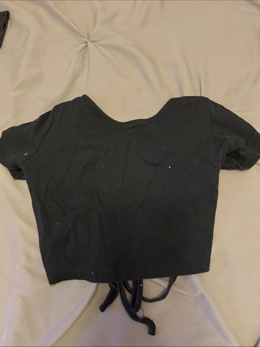 wild fable Black Ribbed Crop Top with Back Tie